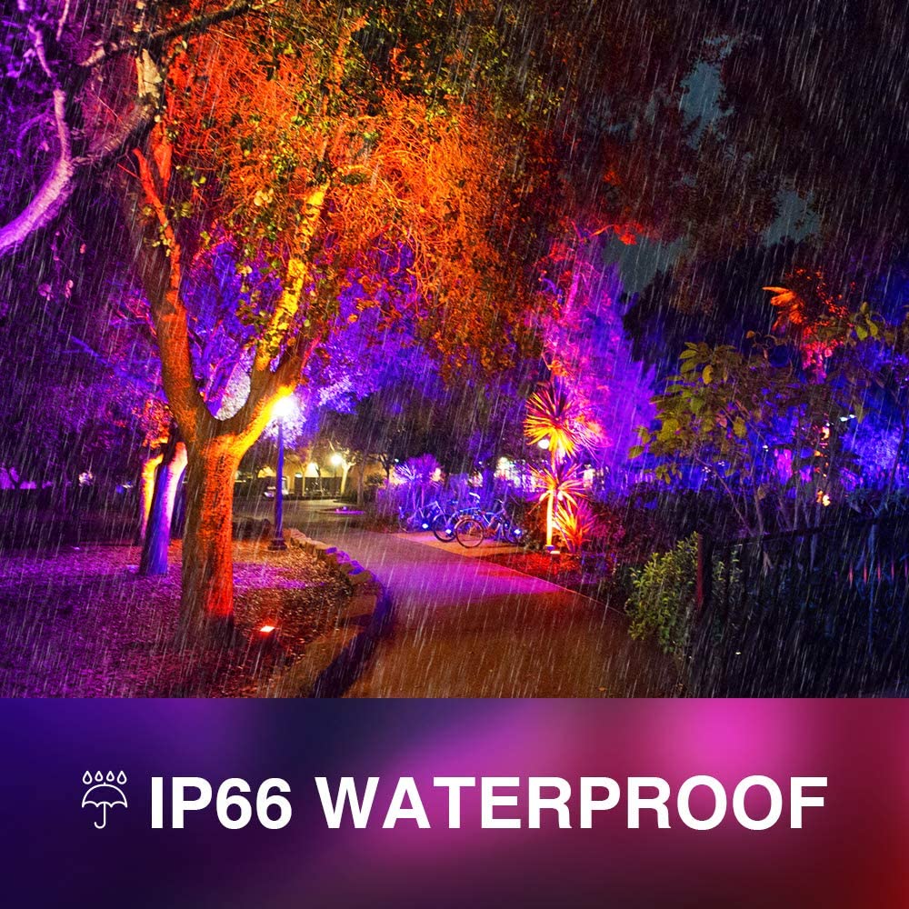 Onforu 4 Pack 20W RGB Floodlights, Outdoor Floodlight with Remote Control, Dimmable IP66 Waterproof Colour Changing Light for Stage, Garden, Christmas