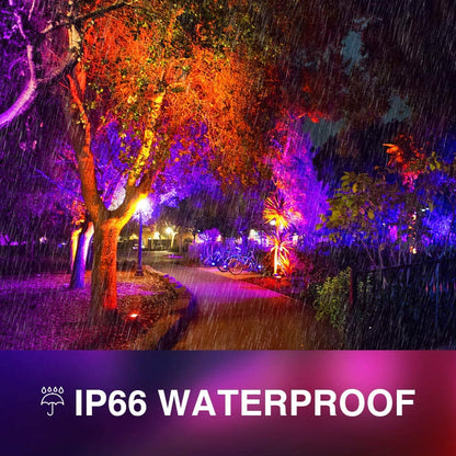 Onforu 4 Pack 20W RGB Floodlights, Outdoor Floodlight with Remote Control, Dimmable IP66 Waterproof Colour Changing Light for Stage, Garden, Christmas