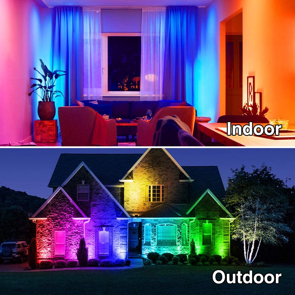 Onforu 4 Pack 20W RGB Floodlights, Outdoor Floodlight with Remote Control, Dimmable IP66 Waterproof Colour Changing Light for Stage, Garden, Christmas